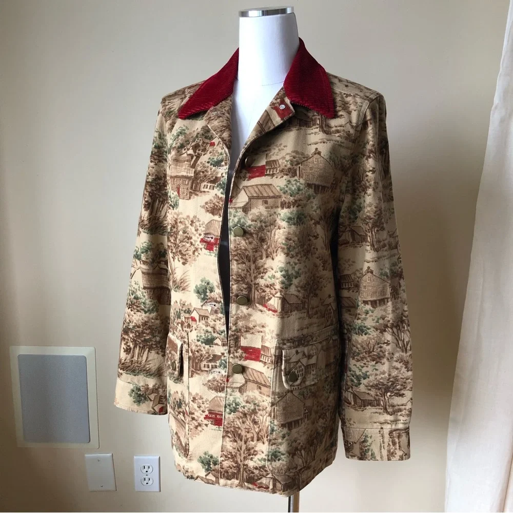 Ralph Lauren Vintage Cotton Canvas Jacket Prairie Country Scenery S - Picture 5 of 12